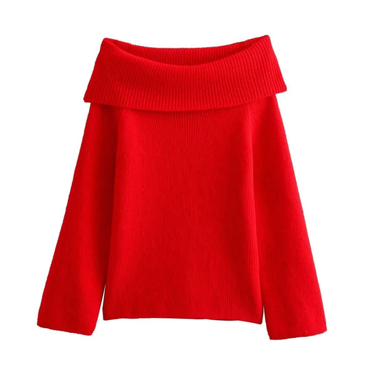 Strikket off shoulder-sweater til kvinder