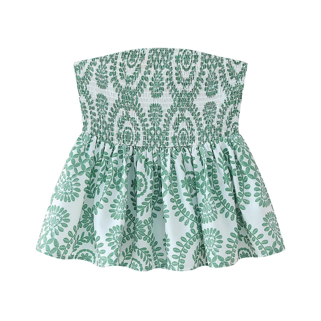 Blomsterprint Flæsede Crop Top