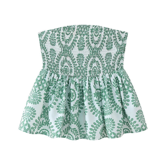 Blomsterprint Flæsede Crop Top