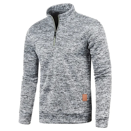 Rullekrave-sweatshirt med halv lynlås til mænd