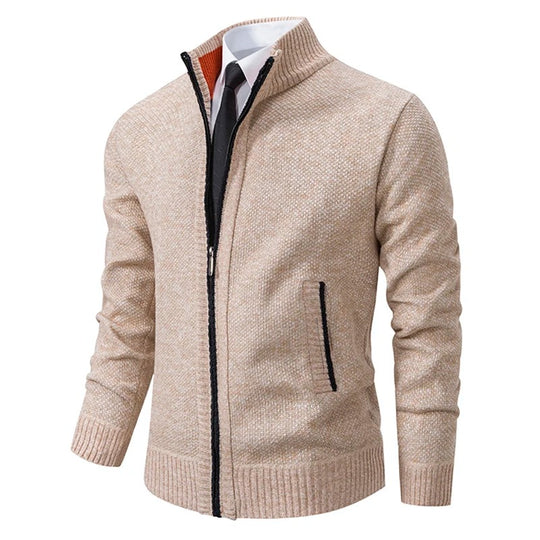 Varm fleece-cardigan med lynlås til mænd