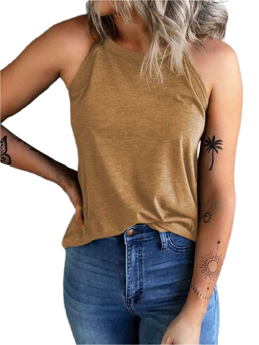 Ærmeløs halterneck-tanktop til kvinder