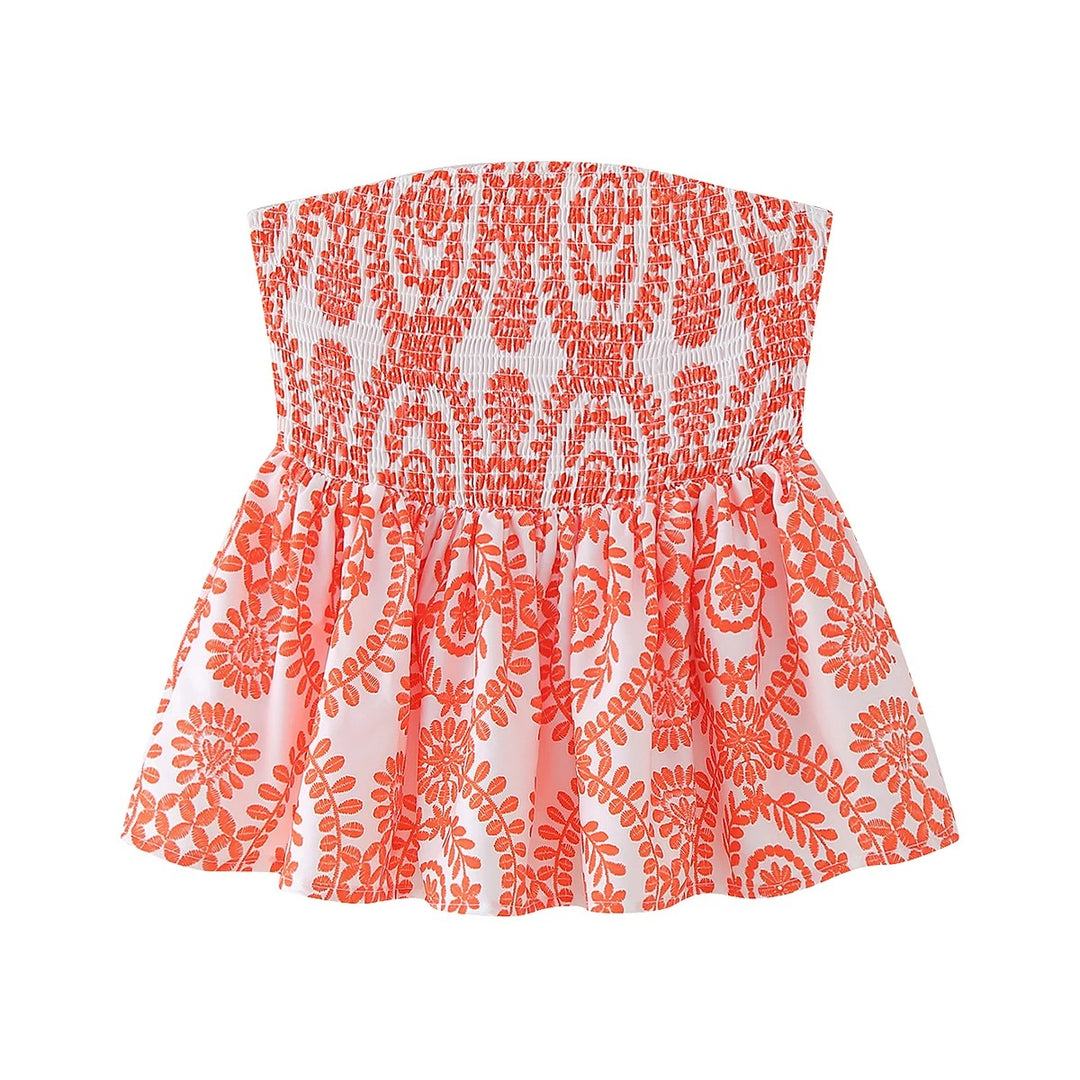 Blomsterprint Flæsede Crop Top