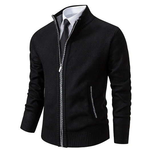 Varm fleece-cardigan med lynlås til mænd