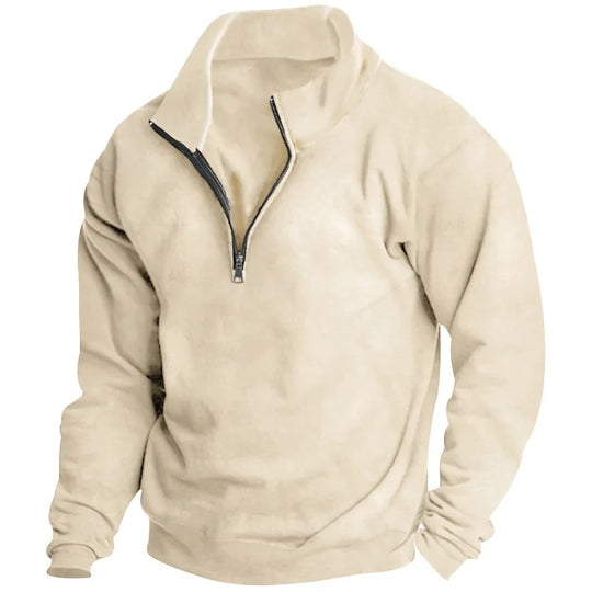 Sweatshirt med standkrave og halv lynlås til mænd