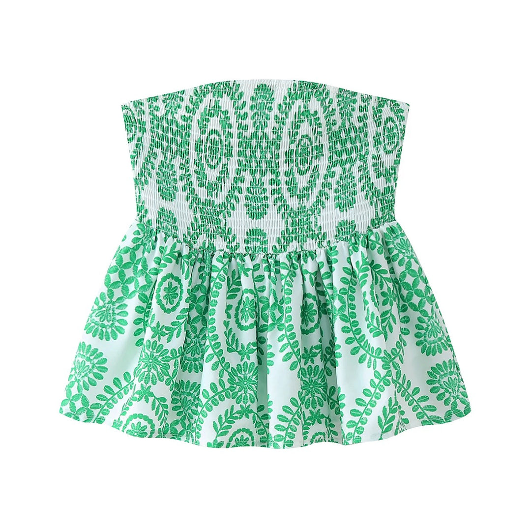 Blomsterprint Flæsede Crop Top