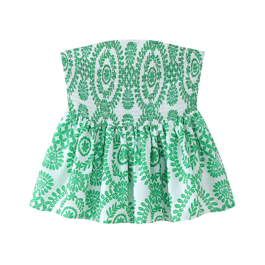 Blomsterprint Flæsede Crop Top