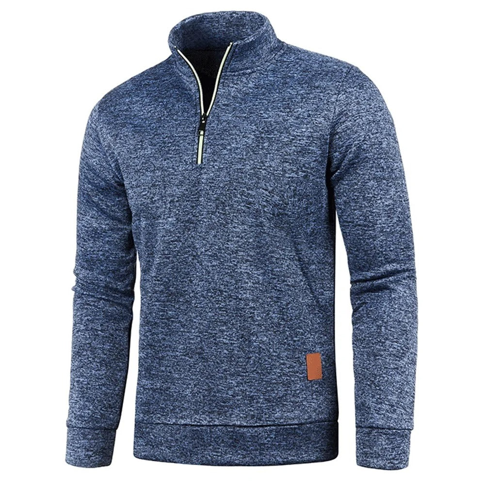 Rullekrave-sweatshirt med halv lynlås til mænd