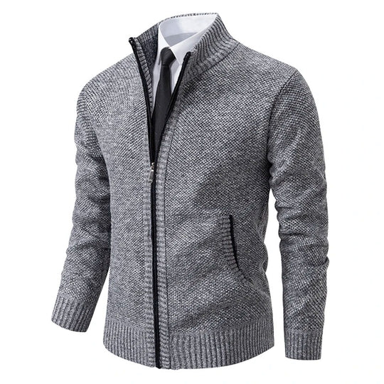 Varm fleece-cardigan med lynlås til mænd