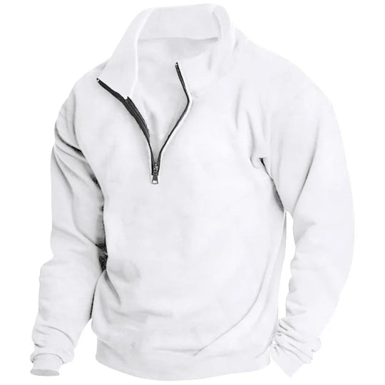 Sweatshirt med standkrave og halv lynlås til mænd