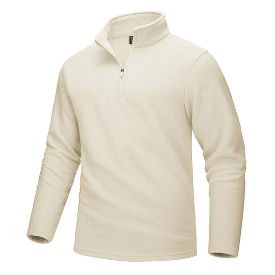Fleece-sweater med halv lynlås til mænd