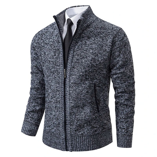 Varm fleece-cardigan med lynlås til mænd