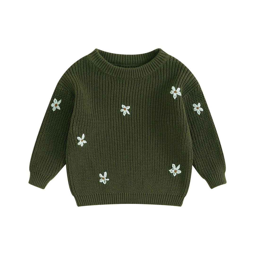 Blomsterstrikket pullover til børn
