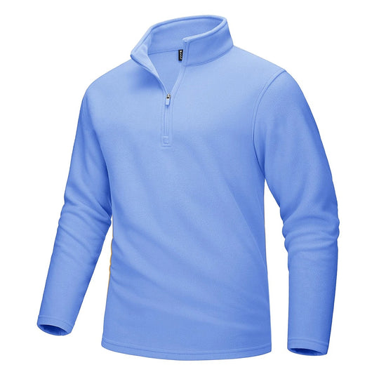 Fleece-sweater med halv lynlås til mænd