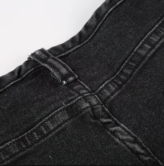 Blomsterprint lavtaljede denimbukser