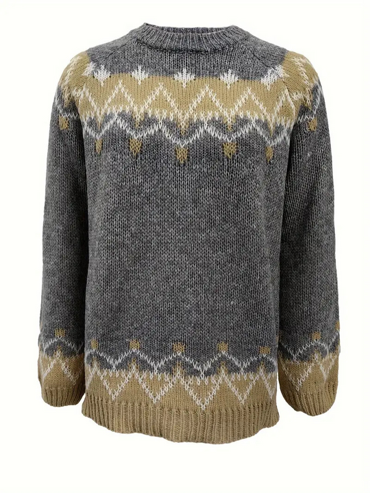 Strikket pullover med jacquardprint til kvinder